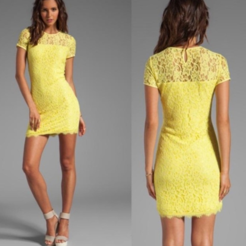 Diane Von Furstenberg yellow lace Barbie dress 6
